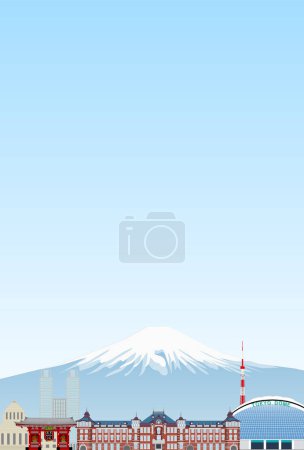 Illustration for Fuji Japan Tokyo World Heritage Site Landscapes - Royalty Free Image