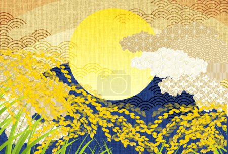 rice tsukimi autumn landscape background