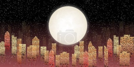 Illustration for Moon viewing Fifteen Nights Landscape Background - Royalty Free Image