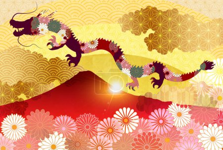 Téléchargez les illustrations : Dragon Carte du Nouvel An Zodiaque chinois Arrière-plan - en licence libre de droit
