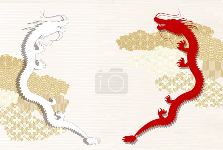 Téléchargez les illustrations : Dragon Carte du Nouvel An Zodiaque chinois Arrière-plan - en licence libre de droit