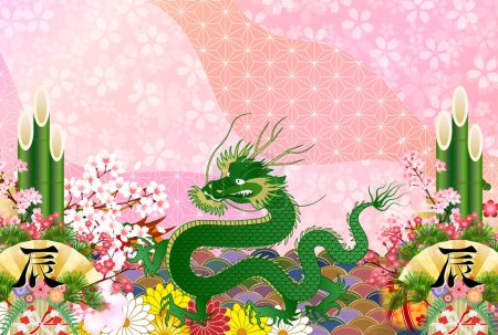 dragon Carte du Nouvel An Zodiaque chinois Arrière-plan