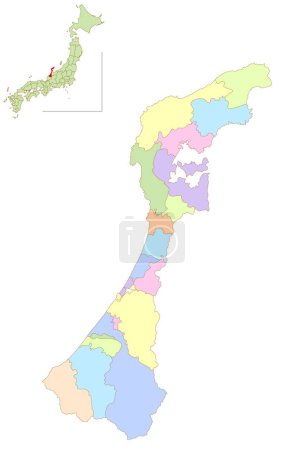 Icône colorée de carte d'Ishikawa Japon