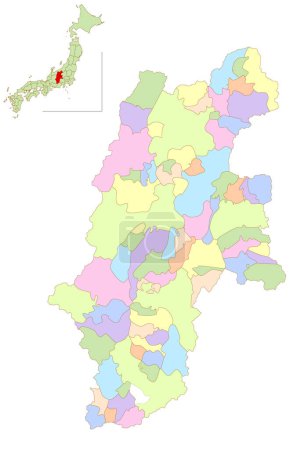 Mapa de Nagano Japón Icono colorido