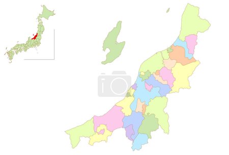 Niigata Japón Mapa iconos coloridos