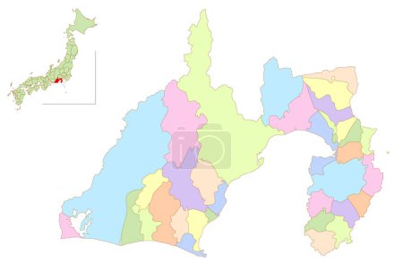 Shizuoka Japan Karte Bunte Symbole