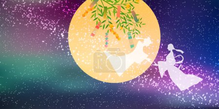Illustration for Tanabata Japanese Pattern Summer Background - Royalty Free Image
