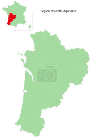 Frankreich Karte Grüne Region Ikone