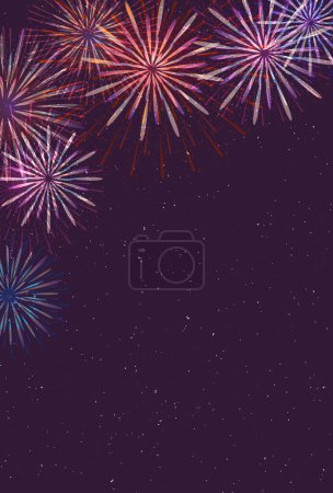 Photo for Fireworks Summer Festival Landscape Background - Royalty Free Image