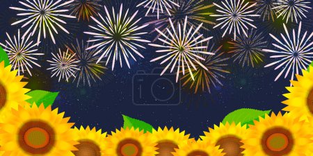 Photo for Sunflower Summer Fireworks Japanese Pattern Background - Royalty Free Image