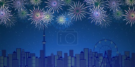Photo for Fireworks Tokyo Summer Festival Landscape Background - Royalty Free Image