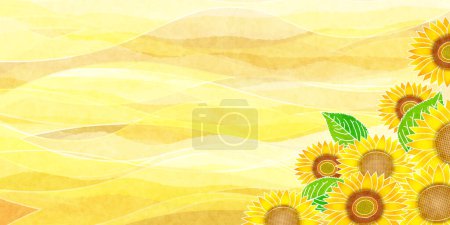 Photo for Sunflower summer flower watercolor background - Royalty Free Image