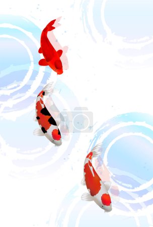 Photo for Carp Japanese Pattern Watercolor Background - Royalty Free Image