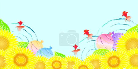 Photo for Sunflowers goldfish water balloons background - Royalty Free Image