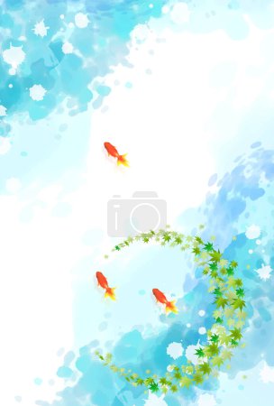 Photo for Goldfish Japanese Pattern Maple Tree Background - Royalty Free Image