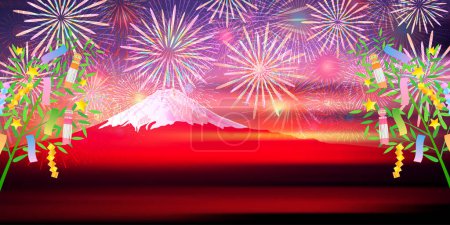 Tanabata Feuerwerk Fuji Sommer Hintergrund