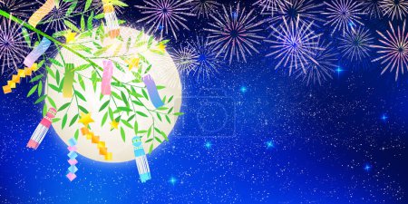 Photo for Tanabata Fireworks Decoration Summer Background - Royalty Free Image