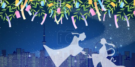 Illustration for Tanabata Milky Way Summer Background - Royalty Free Image