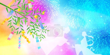 Illustration for Tanabata Milky Way Summer Background - Royalty Free Image