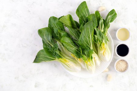 Photo for Organic and fresh bok choy or pak choi or pok choi.Brassica rapa. Vegetables - Royalty Free Image
