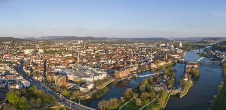 Photo for Aerial view of Hameln and the river Weser, Germany - Royalty Free Image