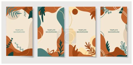 Illustration for Fall Boho Instagram Mood Templates. Trendy abstract shapes. Vector illustration. - Royalty Free Image