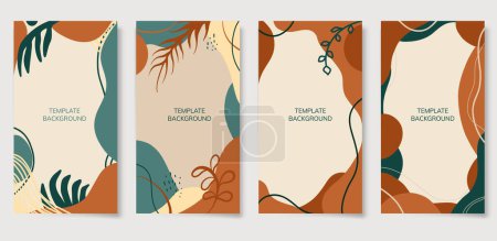 Illustration for Fall Boho Instagram Mood Templates. Trendy abstract shapes. Vector illustration. - Royalty Free Image