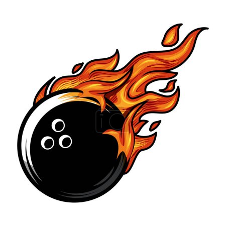 Hot bowling ball fire logo silhouette. bowling club graphic design logos or icons. vector illustration