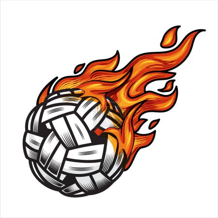 sepak takraw ball on fire Vector illustration. 