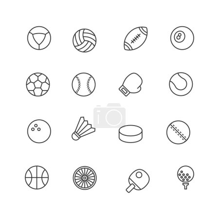 Téléchargez les illustrations : Icônes de ligne de sport Illustration vectorielle. - en licence libre de droit