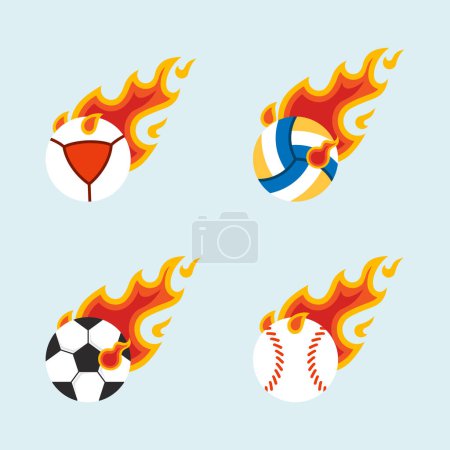 Téléchargez les illustrations : Teq ball flying fire ball icon Conception vectorielle, emblème, concept de conception, symbole créatif. - en licence libre de droit