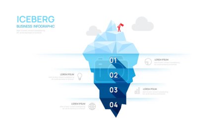 Illustration for Iceberg infographic template for business. Modern 4 steps to success. Presentation slide template, digital marketing data, presentation vector infographics. - Royalty Free Image