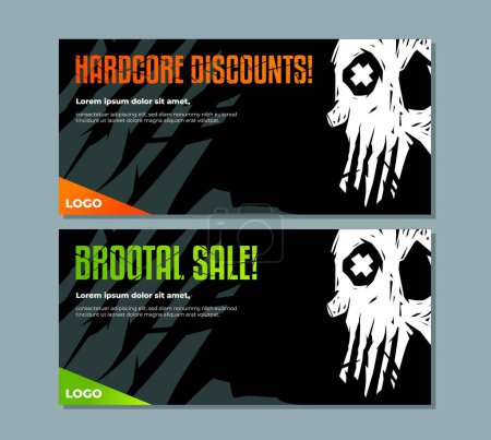Illustration for Cursed skull brootal sale flyer templates. Vector eps10 - Royalty Free Image