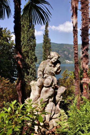 Photo for Pastoral sculpture in the Scherrer public park , Morcote, Switzerland - Royalty Free Image