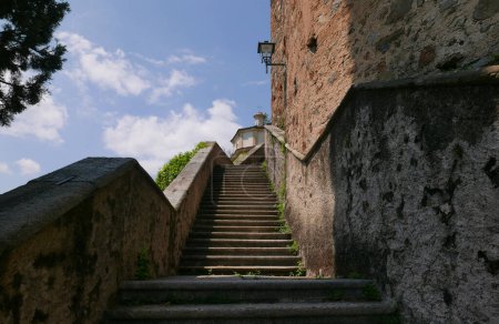 Photo for MORCOTE, SWITZERLAND. the over 400 steps staircase to Santa Maria del Sasso Church - Royalty Free Image