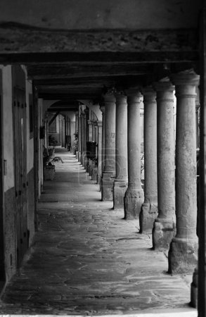 A Street Colonnade in Poppi, Italy