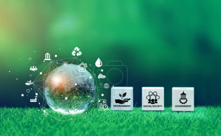 ESG concept of environmental, social and governance. Stickers 666723898