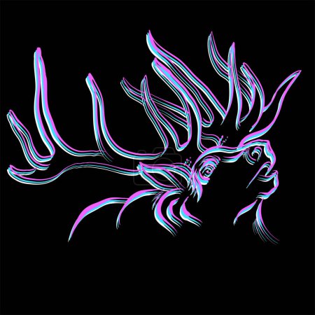 Illustration for The Vector logo elk for T-shirt design or outwear.  Hunting style background - Royalty Free Image