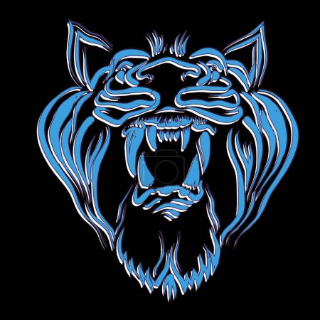 Ilustración de El león del logotipo de Vector para tatuaje o diseño de impresión de camiseta o outwear. Estilo caza leones fondo. Este dibujo sería agradable de hacer en la tela o el lienzo negro - Imagen libre de derechos