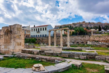 Photo for Ruins of Hadrian's Library in Athens, Greece. Hadrian's Library was created by Roman Emperor Hadrian in AD 132 on the north side of the Acropolis of Athens. - Royalty Free Image
