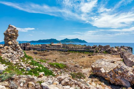Photo for Panoramic view of Methoni Castle. The castle is a medieval fortification in the port town of Methoni, Messinia Peloponnese, Greece. - Royalty Free Image