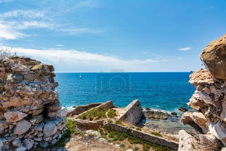 Photo for Sea view from the Venetian Fortress of Methoni in Peloponnese, Messenia, Greece. - Royalty Free Image