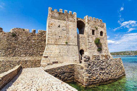 Photo for View of the Venetian fort castle at Methoni. The Castle of Methoni is a medieval fortification in the port town of Methoni, at Messenia, in southwestern Greece. - Royalty Free Image