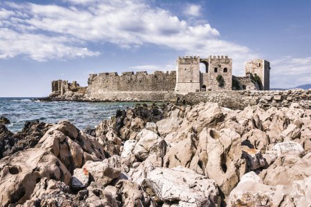 Photo for View of the Venetian fort castle at Methoni. The Castle of Methoni is a medieval fortification in the port town of Methoni, at Messenia, in southwestern Greece. - Royalty Free Image