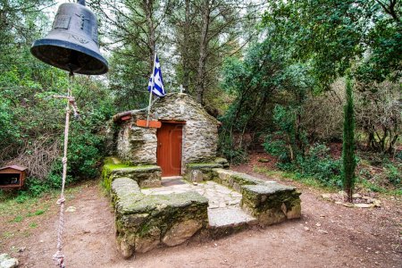 A small orthodox Christian church in the forest. Penteli mountain, Greece.