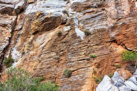 Superficie de piedra natural textura detallada, montaña Penteli, Grecia.