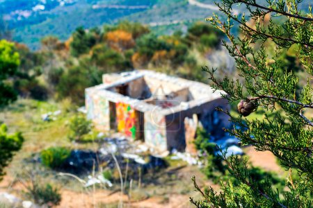 Old and abandoned building in the Penteli mountain of Greece near Athens.