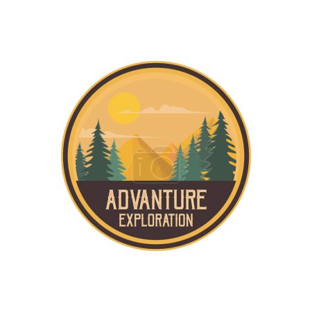 Photo for Adventure and mountain outdoor vintage logo template, badge or emblem style Pro Vector. Mountain Logo Outdoor Adventure, Badges, Banners, Emblem Pro Vector - Royalty Free Image