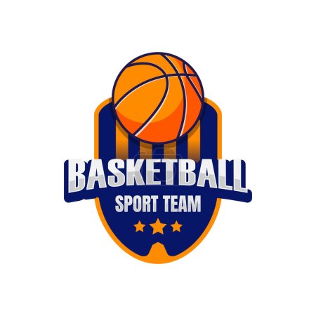 Photo for Basketball club logo badge vector image. Basketball Club Logo Template Creator for Sports Team Vector - Royalty Free Image