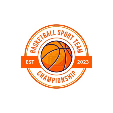 Photo for Basketball club logo badge vector image. Basketball Club Logo Template Creator for Sports Team Vector - Royalty Free Image